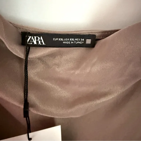Zara Satin Mini Dress‎ in Taupe - Image 11