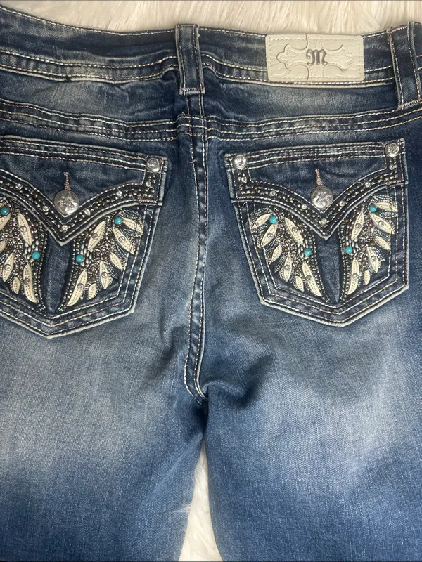 Miss Me Jeans Women's Size 30 Hailey Skinny Jeans Embellished Embroidered Bling - Image 3