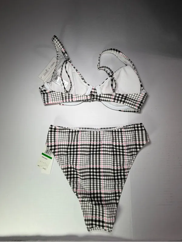 Salt + Cove Black & Pink Plaid Underwire Bikini Set - Image 8