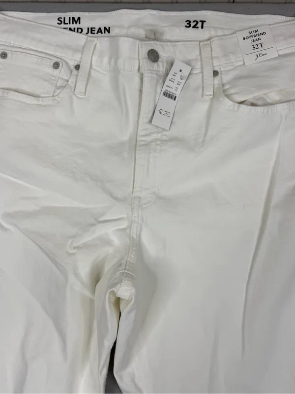 NWT J.Crew Slim Boyfriend Jeans Womens 32 Tall White All Day Stretch BF535 - Image 2