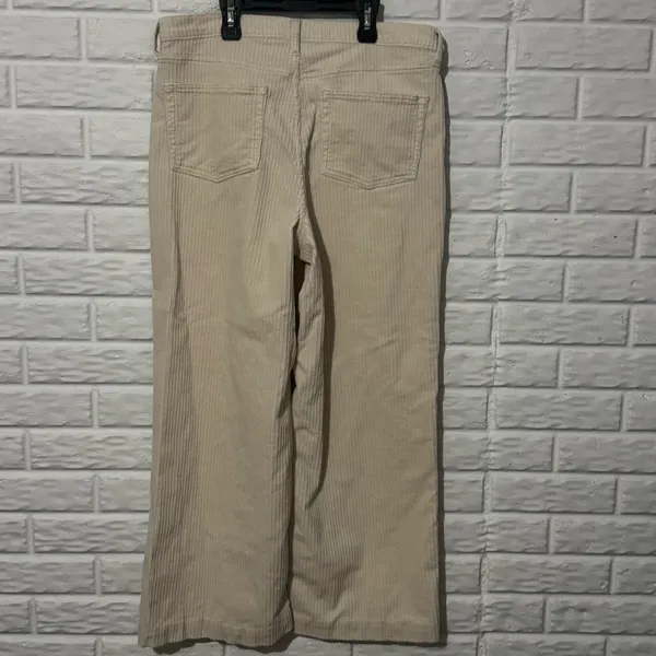Y2K Lands' End Corduroy Baggy Wide Leg Pants Women’s 14 Cream Ivory Straight - Image 2