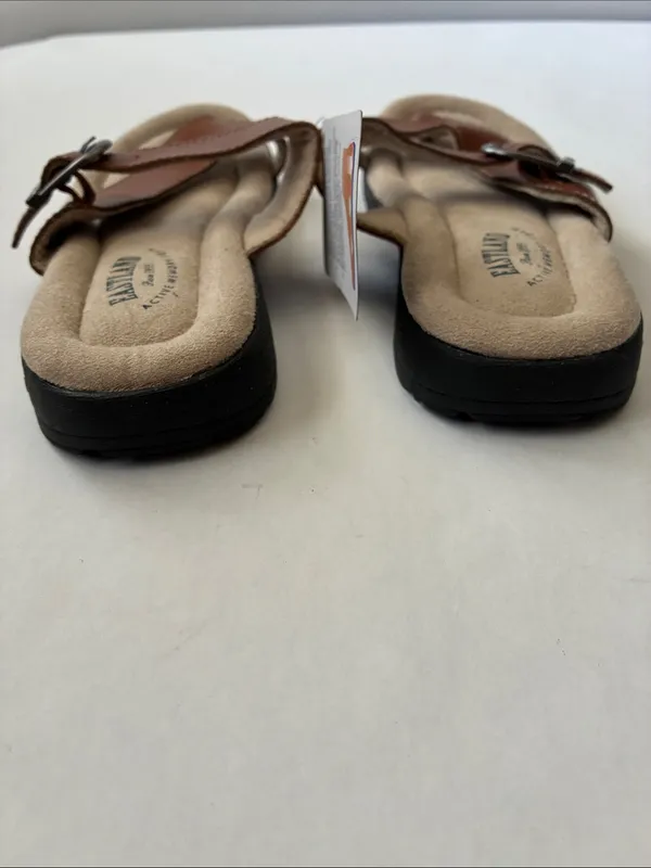 Eastland Women’s Tan Brown Buckle Comfort Slide Sandals - Image 4