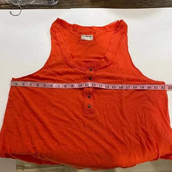 Free People We The Free Orange Henley Tank Top XL Oversized Boho - Image 5