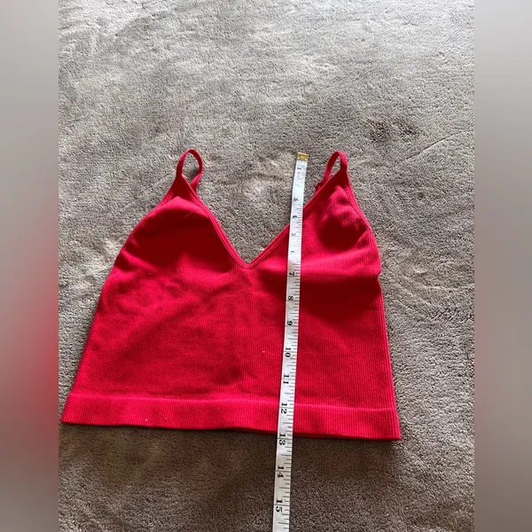 Cherry Red Ribbed Crop Tank Top Stretch Women’s Athletic Casual Sz S EUC - Image 6