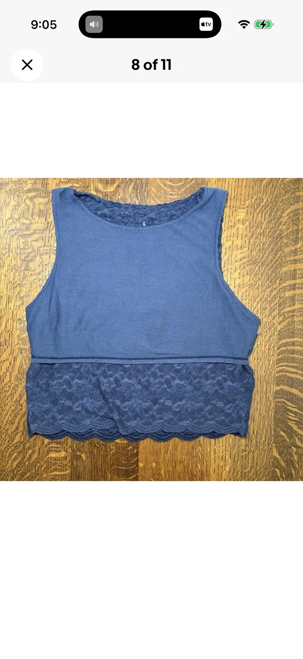Free People Intimately Graphite Floral Lace Crop Top Keyhole Back Sleeveless S - Image 8