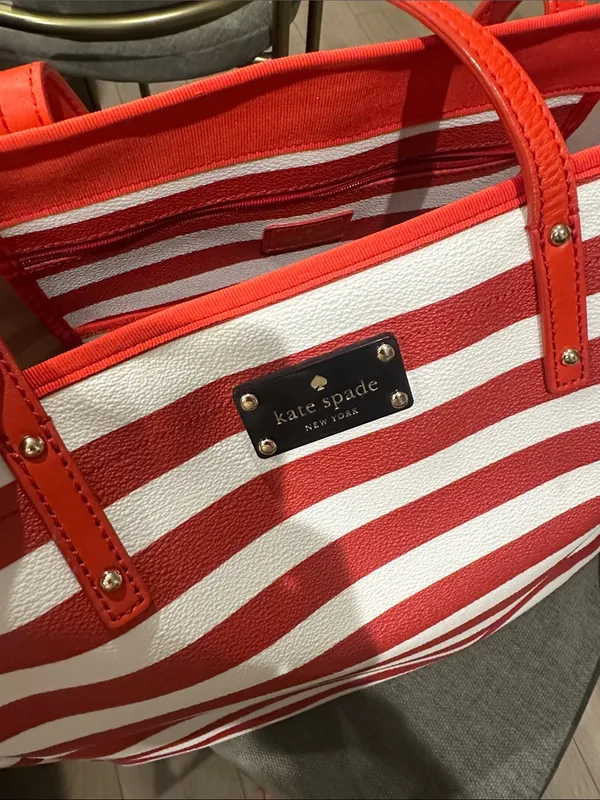 Kate Spade Red‎ and white large tote bag - Image 4