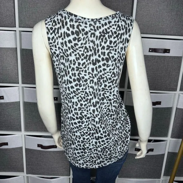 Victoria's Secret Pink Gray Animal Cheetah Pocket Tunic Tank Top Shirt Small - Image 2