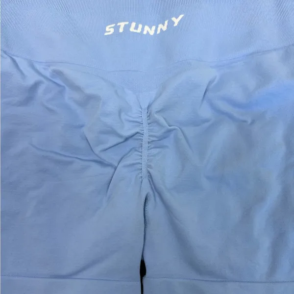 STUNNY Women Workout Shorts Active Seamless Scrunch High Waisted periwinkle blue - Image 3