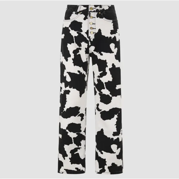 Cider Cow Print Straight Leg Jeans High Rise 90's Fit Mom Jeans Small 26" - Image 8