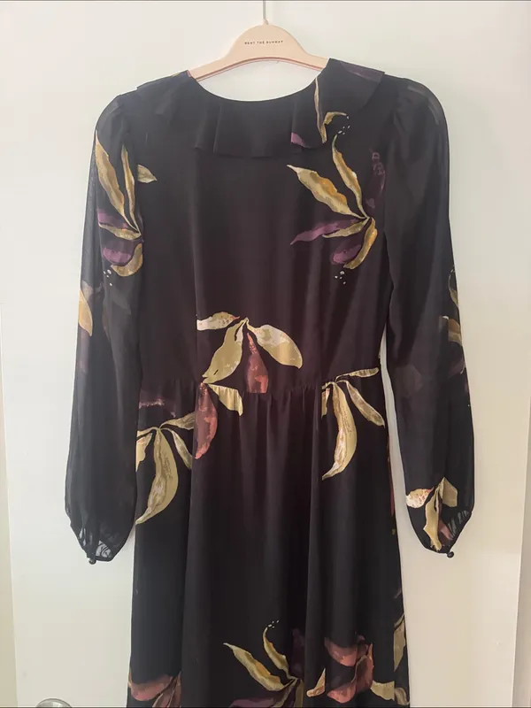 Wilfred Aritzia Floral Ruffle-Trim Long Sleeve Maxi Dress with Slit Front - Image 10