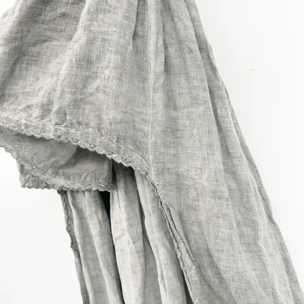 Muche et Muchette Womens 100% Linen Lace Lagenlook Tiered Boho Maxi Skirt OS - Image 7