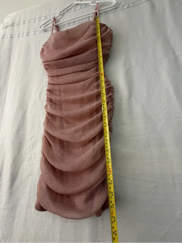 Inspired Hearts Pink Sparkly Ruched Draped Bust Women’s Mini Dress size M(E73) - Image 6