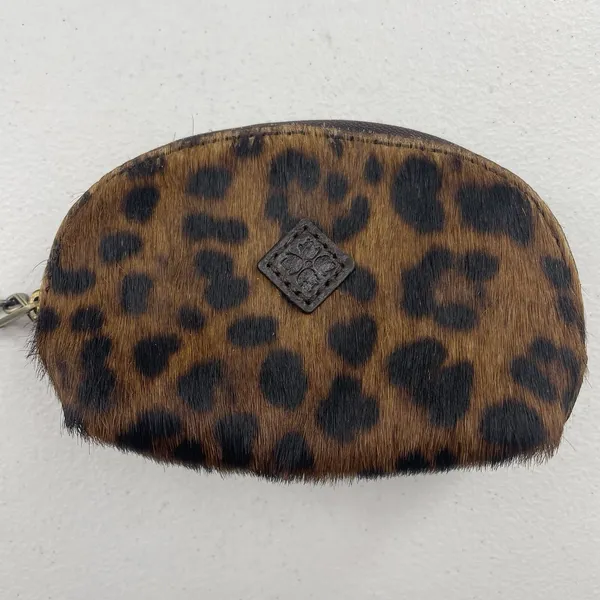 Patricia Nash Keisley Cosmetic Key Fob Leopard Calf‎ Hair Leather Brown Zipper - Image 3