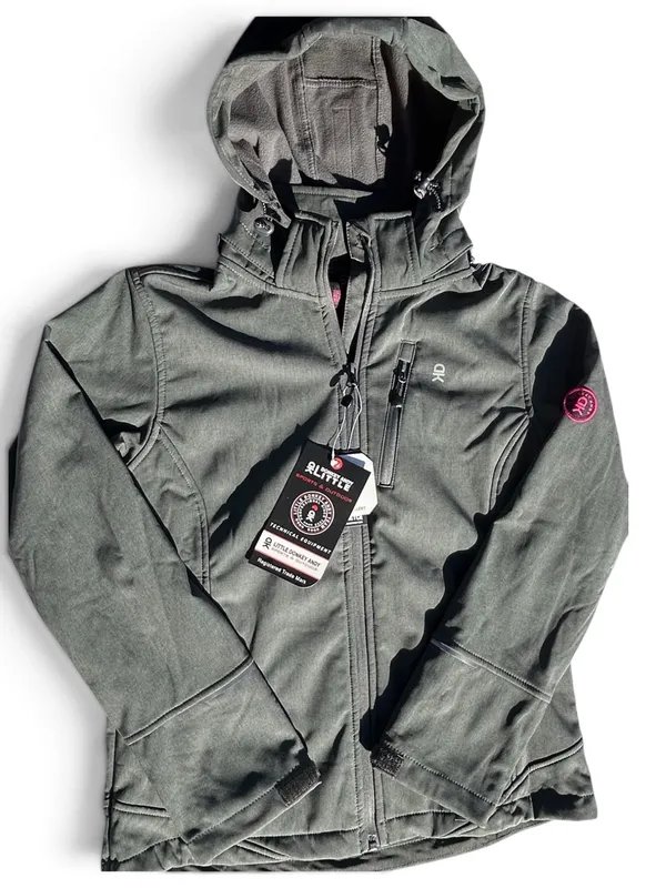 Little Donkey Andy Women’s Hooded Softshell Jacket Gray Solid Logo Sz S - Image 2