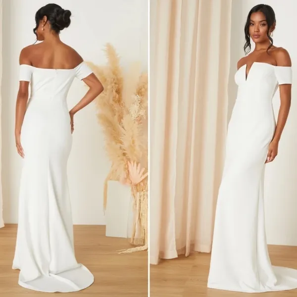 LULU's Bridal Wedding Chic Modern Sexy Minimalist Mermaid Trumpet Gown NWT - Image 3