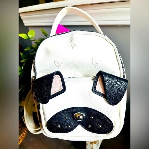 Betsey Johnson Pug Dog Mini Backpack Cream Black 3D Ears NWT - Image 4