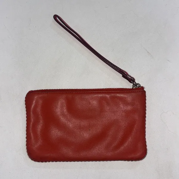 Vintage Y2K Kate Spade Logo‎ Leather Red Orange Zip Small Wristlet Wallet - Image 9