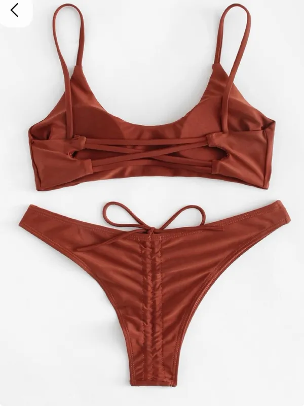 Zaful Rust Brown Scoop Bikini Top & Brief Set - Image 6