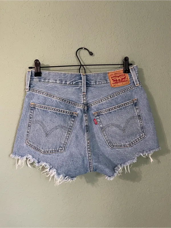 Levi’s 501 High Rise Distressed Denim Jean Shorts Size 27 - Image 9