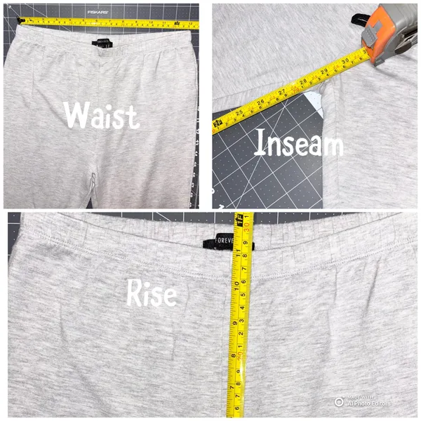 Forever 21 Raw cut flare fleece lined sweatpants Lounge Pant Light Gray M - Image 7