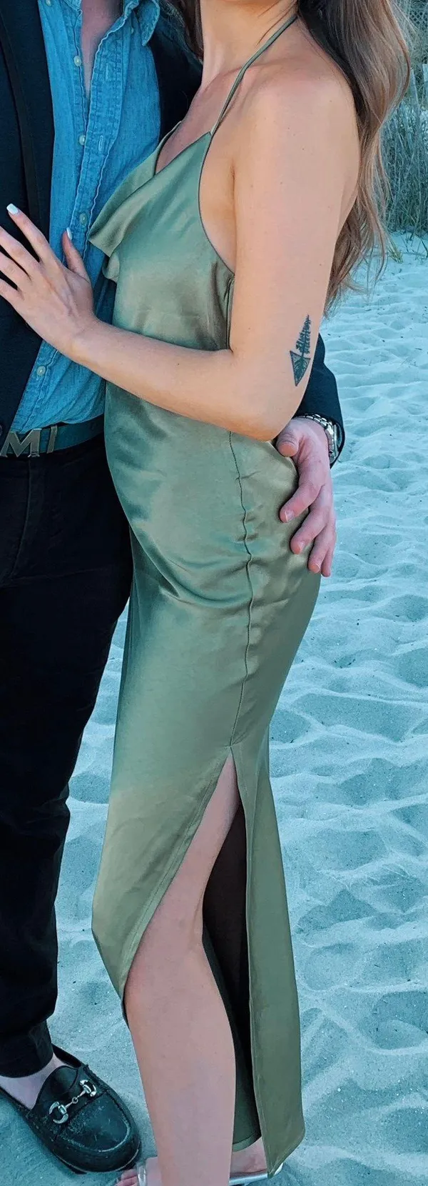 Princess Polly Alissa Green Satin Maxi Dress 2 - Image 4
