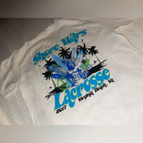Shore Wars Lacrosse Graphic Virginia Beach, VA 2017 Size Medium White - Image 4