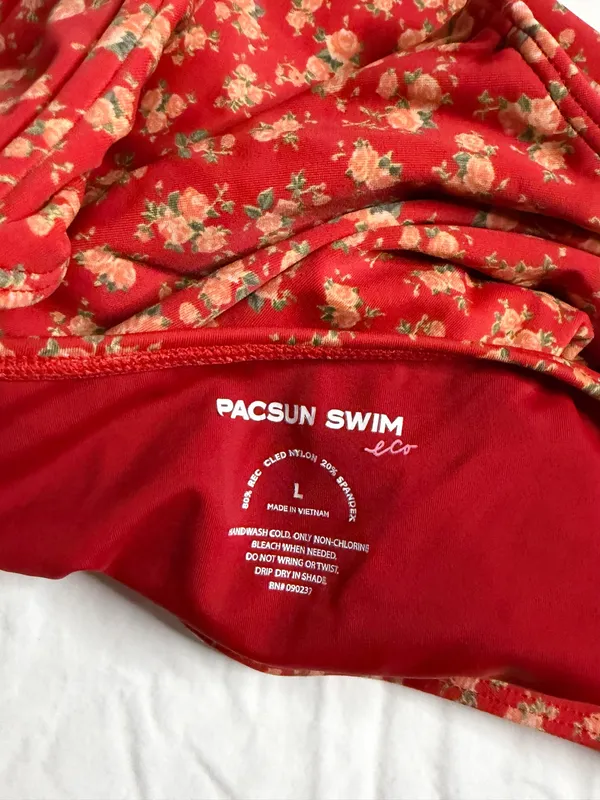 Pacsun Red Floral One-Piece Swimsuit - Image 5