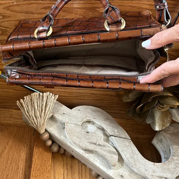 Brahmin Rich Brown Crocodile-Embossed Crossbody Bag - Image 6