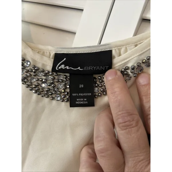 Lane Bryant Womens‎ Ivory Beaded Embellished Chiffon Cami Tank Top Plus Size 28 - Image 4