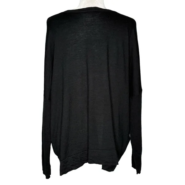 J.Crew Sweater Large Pullover 100% Merino Wool Dolman Sleeve Black Oversized - Image 6