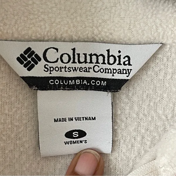 COLUMBIA | Cream Zip Up Fleece Jacket Sz S - Image 6