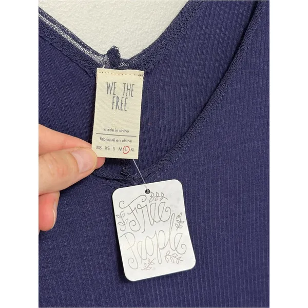 Free People NEW We The Free Tangerine Long Sleeve Peplum Flowy Boho Tee in Violet - Size L - Image 5