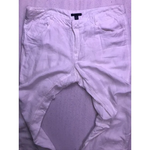 Tommy Hilfiger Linen Rayon Pants Womens 14 White Wide Leg Beach - Image 4
