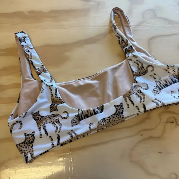 Aerie Animal Print Wide Strap Scoop Bikini Top Leopard Tiger Large 8836782302 - Image 5