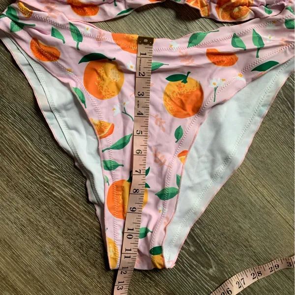 Pink Orange and Floral String Triangle Bikini XL - Image 6