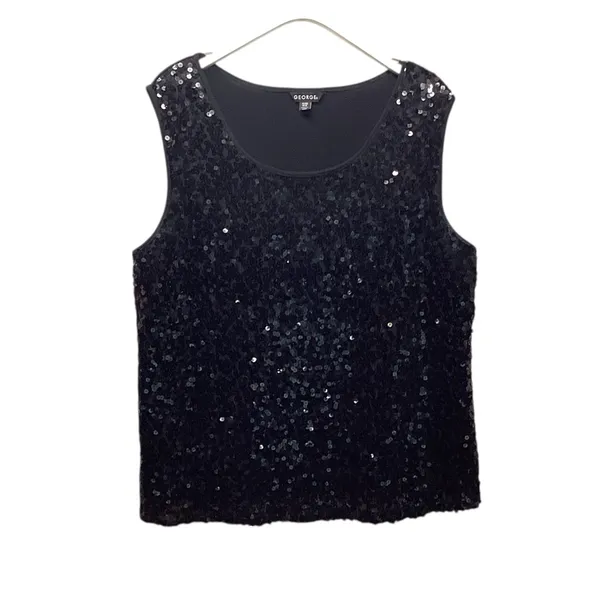 George Sequin Y2K tank blouse Black Size Extra Large - Image 8