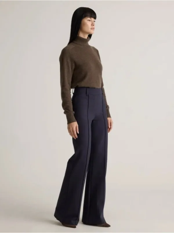 Quince Ultra Stretch Ponte Flare Leg Pants Pull On Navy Blue Womens Size M - Image 5