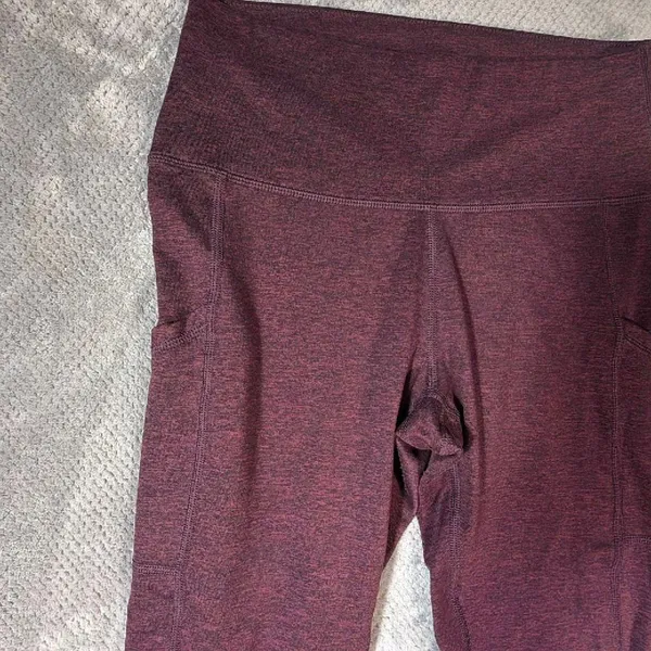 Aerie Chill Play Move Leggings Large Regular Burgundy Marled High Rise Pockets - Image 2