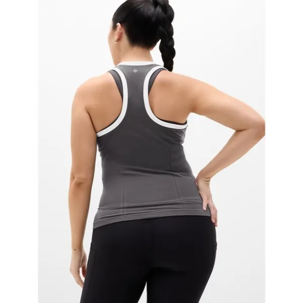 Athleta L Momentum Seamless Tank Two-Tone Shadow Grey White Large - Image 5