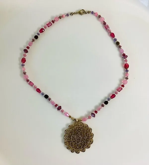 Large Pendant Necklace Pink - Image 3
