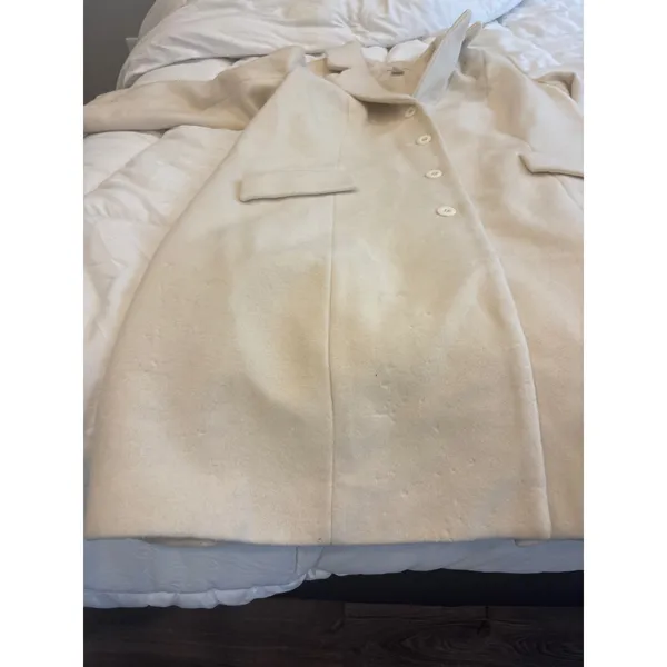Vintage Jessica London Cream White 100% Wool Long Coat Jacket Size 14 01-0219-0 - Image 9