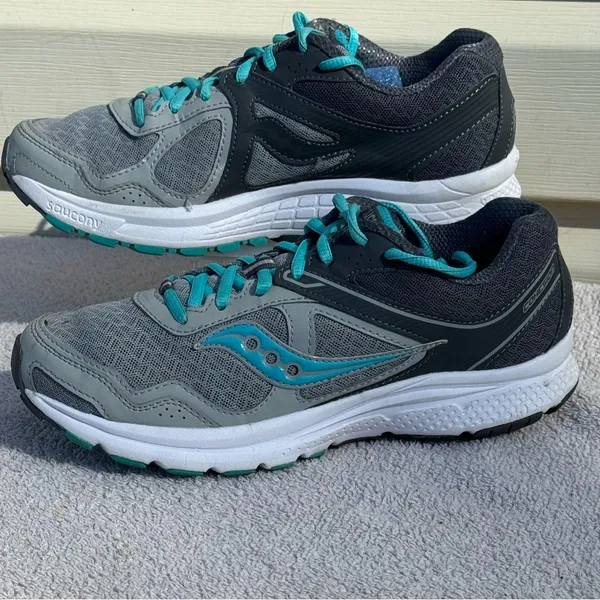 Saucony Cohesion Women’s Size 8 Gray Teal Running Shoes Athletic - Image 3
