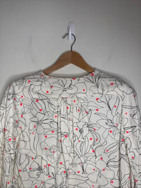 Maeve Anthropologie Bethesda Flannel Floral Polka Dor Front Buttoned Blouse sz M - Image 5