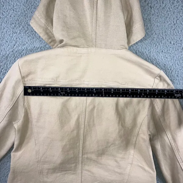 Free People Carmen Moto Jacket Women Small‎ Beige Asymmetrical Zip - Image 8