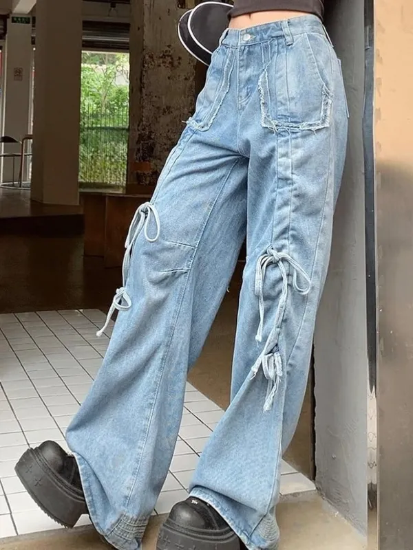 Aelfric Eden Cinched Bow Jeans Size 30 Baggy Wide Leg Streetwear Cyber Grunge - Image 13