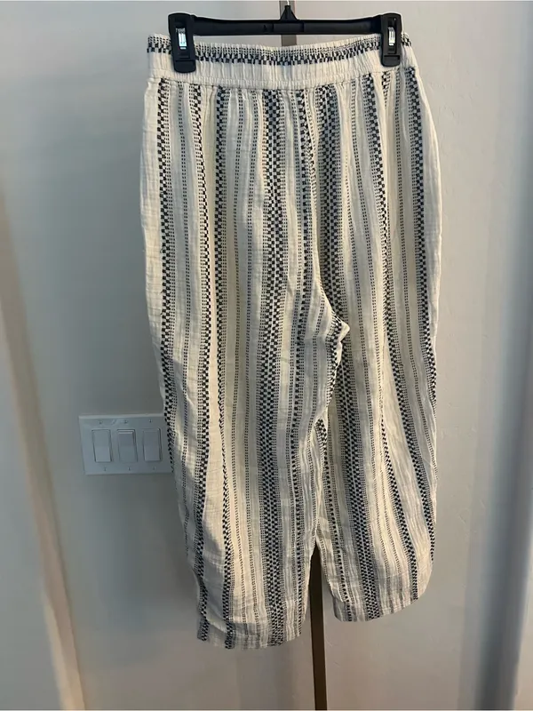 Madewell Lightspun Balloon Pull-On Pants Size Small White Black - Image 4