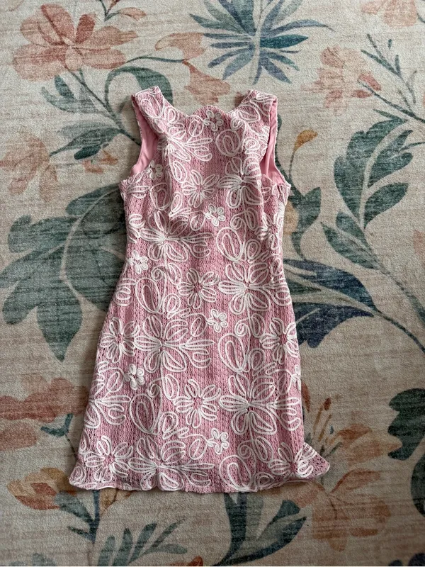 Lulu's Fenicia Light Pink Abstract Floral Embroidered Mini Dress - Image 5