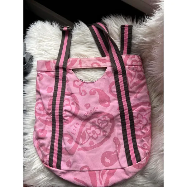 Life is Good Pink Paisley Tote Bag with Adjustable Straps - Image 3