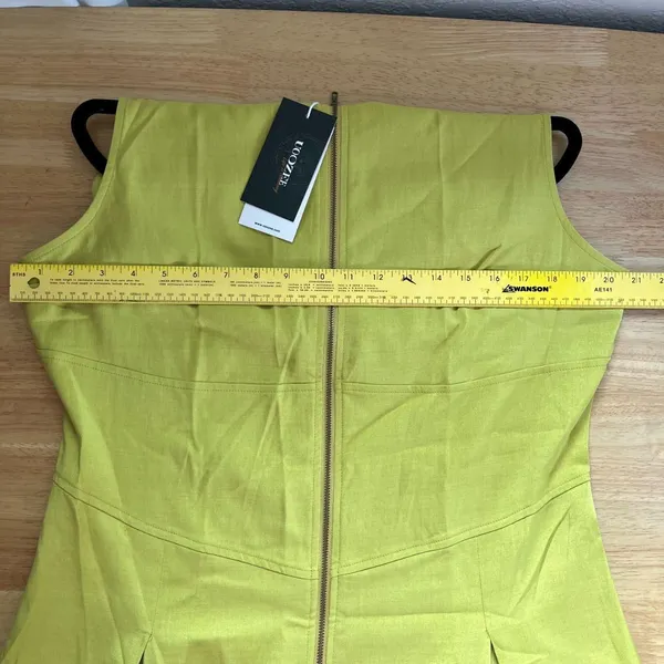 NWT Uoozee A-Line Loose Pleated Front-Zipper Maxi Dress in chartreuse green XL - Image 6