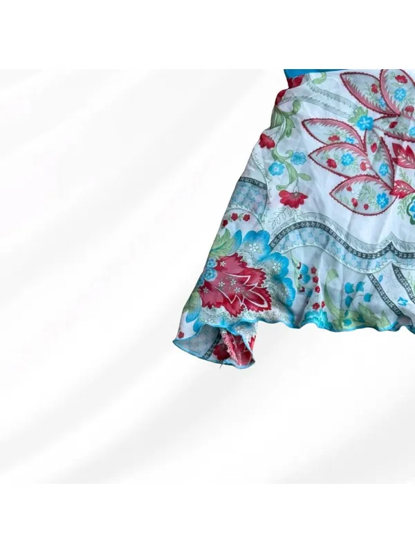 No Boundaries Y2K Baby Blue Babydoll Chiffon Tankini Top Medium Paisley Tie Back 2000s Fairy - Image 5